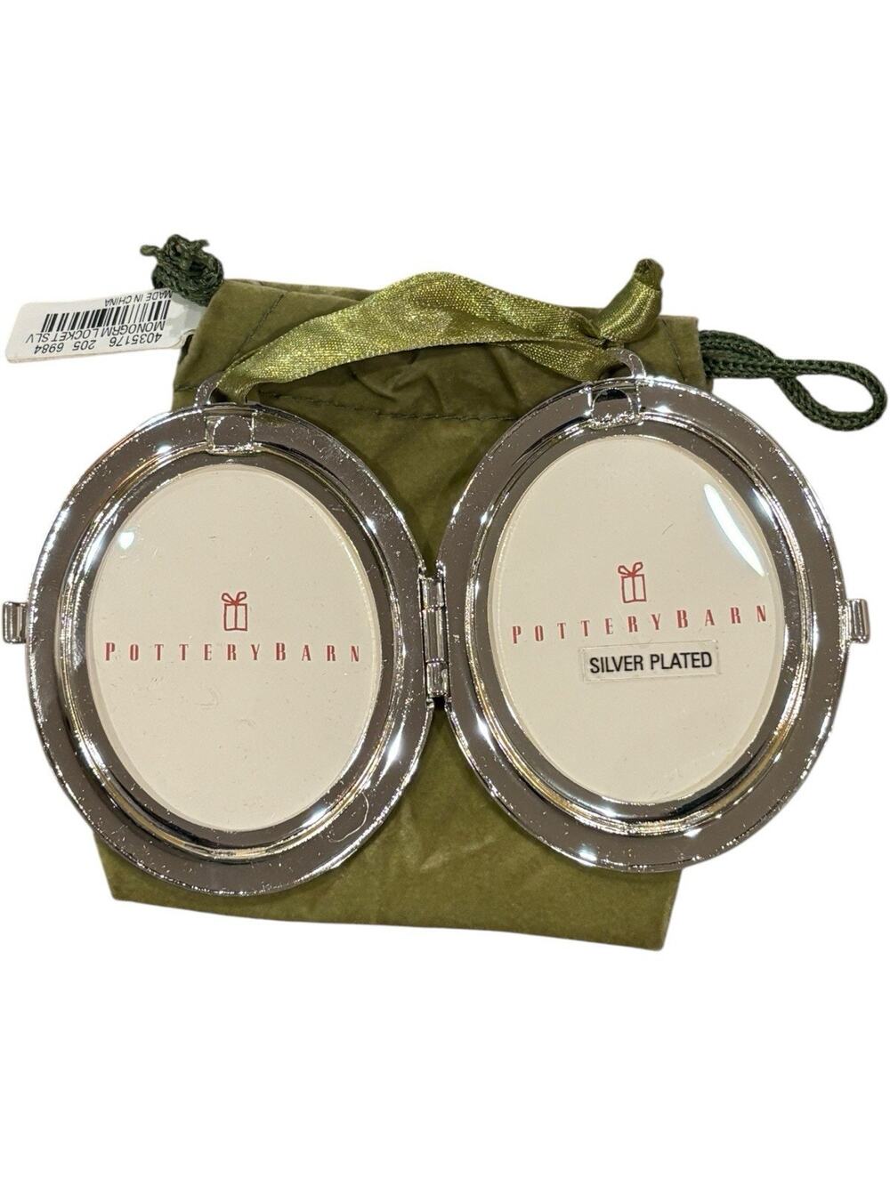 Vintage Pottery Barn Picture Frame Locket Ornament Silver Plated 2005